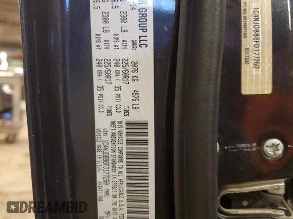 2015 Jeep Compass Sport with VIN 1C4NJDBB6FD177260, listed as a Copart auction lot 87327684 with Not Provided miles and Salvage Title. Bid and sale history available at carsss.com. Image 15.