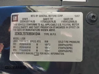 2008 Chevrolet Equinox Sport with VIN 2CNDL737X86041244, listed as a IAAI auction lot 42054414 with 152,880 mi miles. Bid and sale history available at carsss.com. Image 9.