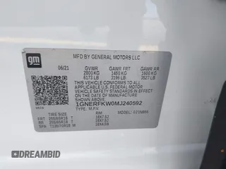 2021 Chevrolet Traverse LS with VIN 1GNERFKW0MJ240592, listed as a IAAI auction lot 42310680 with 59,986 mi miles and . Bid and sale history available at DreamBid. Image 9.