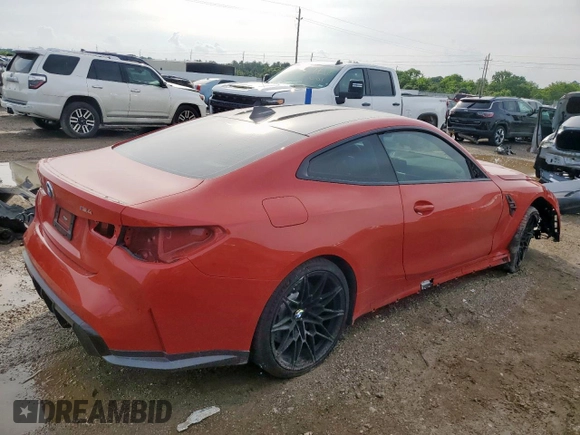 2022 BMW M4 with VIN WBS53AZ06NCK14897, listed as a Copart auction lot 58431015 with Not provided miles and Salvage title. Bid and sale history available at DreamBid. Image 3.