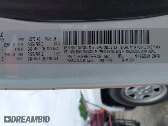 2015 Jeep Patriot Sport with VIN 1C4NJRBB9FD248139, listed as a IAAI auction lot 42728029 with 157,224 mi miles and . Bid and sale history available at DreamBid. Image 9.