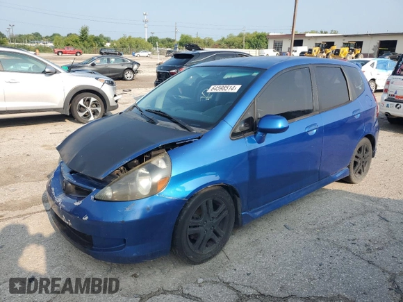 2008 Honda Fit Sport with VIN JHMGD38688S023439, listed as a Copart auction lot 64598514 with 275,095 mi miles and Salvage Title. Bid and sale history available at carsss.com. Image 1.