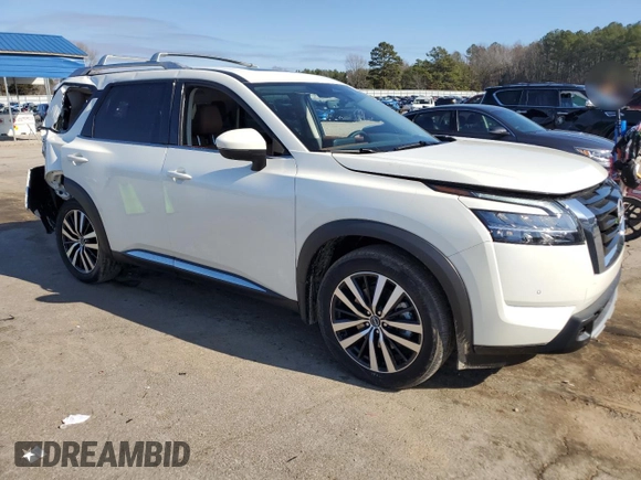 2024 Nissan Pathfinder Platinum with VIN 5N1DR3DG9RC307349, listed as a Copart auction lot 43464825 with 1,077 mi miles and Salvage title. Bid and sale history available at DreamBid. Image 4.