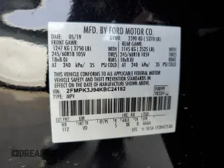 2019 Ford Edge SEL with VIN 2FMPK3J94KBC24182, listed as a Copart auction lot 45706015 with 18,828 mi miles and Salvage Title. Bid and sale history available at carsss.com. Image 12.
