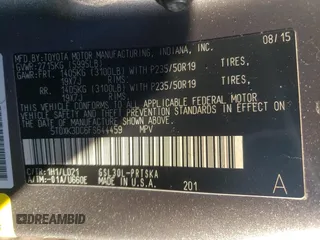 2015 Toyota Sienna SE with VIN 5TDXK3DC6FS644459, listed as a Copart auction lot 42600115 with 126,007 mi miles and Salvage Title. Bid and sale history available at carsss.com. Image 14.