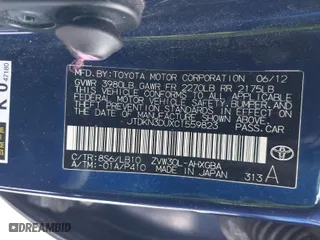 2012 Toyota Prius One with VIN JTDKN3DUXC1559823, listed as a IAAI auction lot 41253583 with 144,729 mi miles. Bid and sale history available at carsss.com. Image 9.