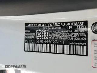 2022 Mercedes-Benz E-Class E 350 with VIN W1KZF8DB7NB027441, listed as a Copart auction lot 46950435 with 46,186 mi miles and Salvage Title. Bid and sale history available at carsss.com. Image 12.
