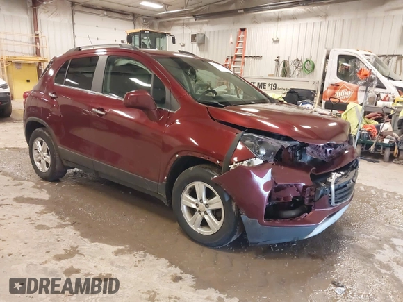 2017 Chevrolet Trax LT with VIN 3GNCJLSBXHL223940, listed as a IAAI auction lot 41998080 with 121,448 mi miles and . Bid and sale history available at carsss.com. Image 1.