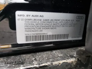 2022 Audi A8 with VIN WAULDAF88NN009542, listed as a Copart auction lot 82178363 with 0 mi miles and Clean Title. Bid and sale history available at carsss.com. Image 12.