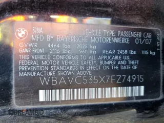 2007 BMW 3 Series 328i with VIN WBAVC535X7FZ74915, listed as a Copart auction lot 82082744 with 143,304 mi miles and Salvage Title. Bid and sale history available at carsss.com. Image 14.