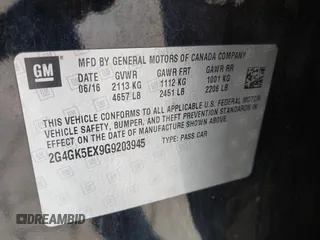 2016 Buick Regal with VIN 2G4GK5EX9G9203945, listed as a IAAI auction lot 41355546 with 145,717 mi miles. Bid and sale history available at carsss.com. Image 9.