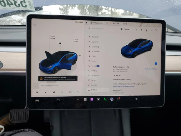 2022 Tesla Model 3 Long Range with VIN 5YJ3E1EB1NF341432, listed as a Copart auction lot 53467975 with 38,184 mi miles and Salvage Title. Bid and sale history available at DreamBid. Image 9.