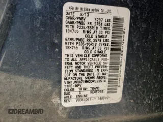 2013 Nissan Murano SV with VIN JN8AZ1MW3DW323514, listed as a Copart auction lot 48353255 with 125,284 mi miles and Salvage Title. Bid and sale history available at carsss.com. Image 15.