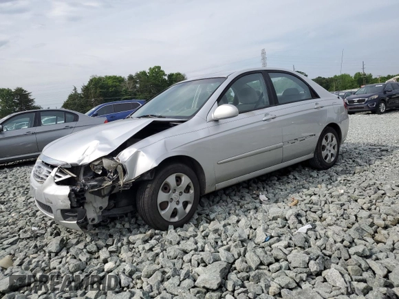 2007 Kia Spectra EX with VIN KNAFE121375410633, listed as a Copart auction lot 57424305 with Not provided miles and Salvage title. Bid and sale history available at DreamBid. Image 1.