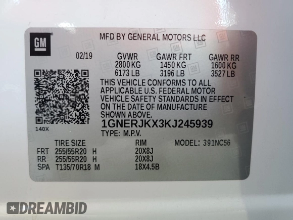2019 Chevrolet Traverse RS with VIN 1GNERJKX3KJ245939, listed as a Copart auction lot 69176214 with Not Provided miles and Salvage Title. Bid and sale history available at carsss.com. Image 15.