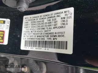 2012 Honda CR-V EX-L with VIN 2HKRM4H77CH613955, listed as a IAAI auction lot 42459221 with 158,917 mi miles and . Bid and sale history available at DreamBid. Image 9.