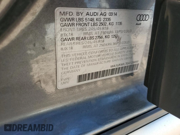 2014 Audi allroad Premium Plus with VIN WA1UFAFL7EA129095, listed as a Copart auction lot 76227584 with 162,861 mi miles and Clean Title. Bid and sale history available at carsss.com. Image 12.