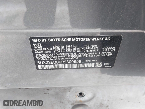 2024 BMW X5 xDrive40i z VIN 5UX23EU06R9S09659, wystawiony jako IAAI lot #41444238 z przebiegiem 26 923 mil mil oraz . Historia ofert i sprzedaży dostępna na DreamBid. Obrazek 9.