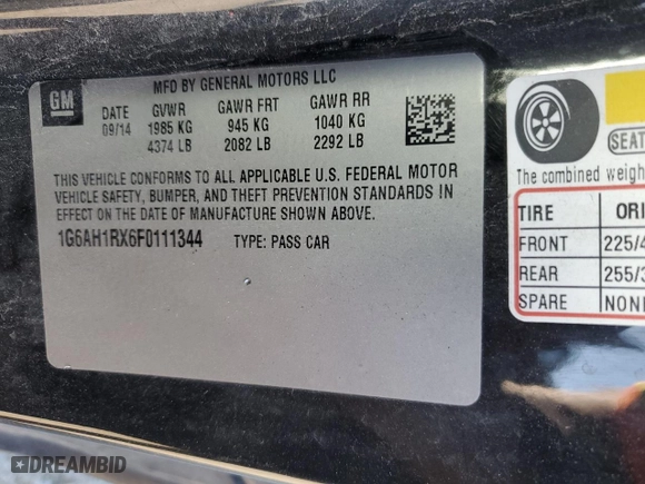 2015 Cadillac ATS Coupe Luxury AWD with VIN 1G6AH1RX6F0111344, listed as a Copart auction lot 81251874 with NaN miles and Salvage Title. Bid and sale history available at carsss.com. Image 14.