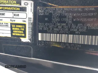 2018 Toyota Sienna L with VIN 5TDZZ3DC7JS912142, listed as a IAAI auction lot 42330428 with 221,498 mi miles and . Bid and sale history available at DreamBid. Image 9.