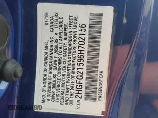 2006 Honda Civic Si z VIN 2HGFG21596H702156, wystawiony jako Copart lot #59440505 z przebiegiem 132 309 mil mil oraz Szkoda całkowita • Salvage title. Historia ofert i sprzedaży dostępna na DreamBid. Obrazek 12.