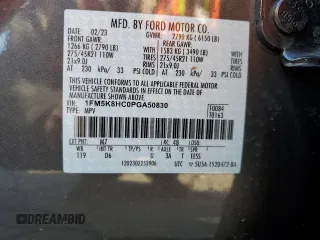 2023 Ford Explorer Platinum z VIN 1FM5K8HC0PGA50830, wystawiony jako Copart lot #43792605 z przebiegiem 9 334 mil mil oraz Szkoda całkowita • Salvage title. Historia ofert i sprzedaży dostępna na DreamBid. Obrazek 15.
