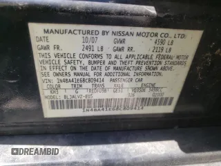 2008 Nissan Maxima 3.5 SE with VIN 1N4BA41E68C809414, listed as a Copart auction lot 58455924 with 0 mi miles and Salvage Title. Bid and sale history available at carsss.com. Image 13.