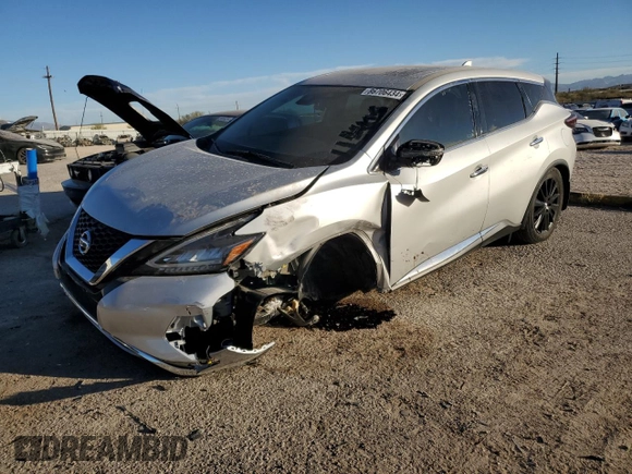 2022 Nissan Murano SL with VIN 5N1AZ2CJ6NC117416, listed as a Copart auction lot 86706434 with 21,859 mi miles and Salvage Title. Bid and sale history available at carsss.com. Image 1.