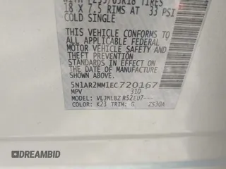 2014 Nissan Pathfinder S with VIN 5N1AR2MM1EC720167, listed as a IAAI auction lot 42449301 with 123,604 mi miles and . Bid and sale history available at DreamBid. Image 9.