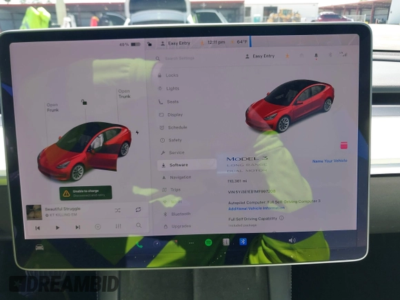 2021 Tesla Model 3 Long Range z VIN 5YJ3E1EB1MF997208, wystawiony jako IAAI lot #41944276 z przebiegiem 110 361 mil mil oraz . Historia ofert i sprzedaży dostępna na DreamBid. Obrazek 7.