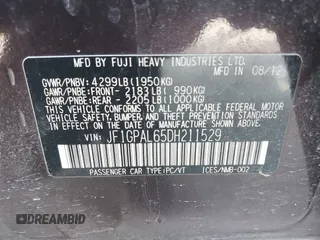 2013 Subaru Impreza Special Sports Premium with VIN JF1GPAL65DH211529, listed as a IAAI auction lot 41626323 with 166,363 mi miles and . Bid and sale history available at DreamBid. Image 9.