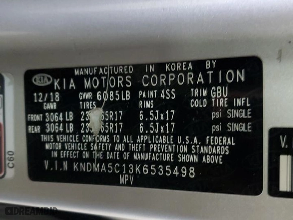 2019 Kia Sedona L with VIN KNDMA5C13K6535498, listed as a Copart auction lot 47900475 with 190,396 mi miles and Clean Title. Bid and sale history available at carsss.com. Image 13.