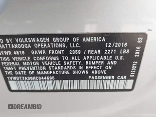 2017 Volkswagen Passat R-Line w/Comfort Pkg with VIN 1VWDT7A36HC044585, listed as a IAAI auction lot 41888249 with 84,468 mi miles. Bid and sale history available at carsss.com. Image 9.