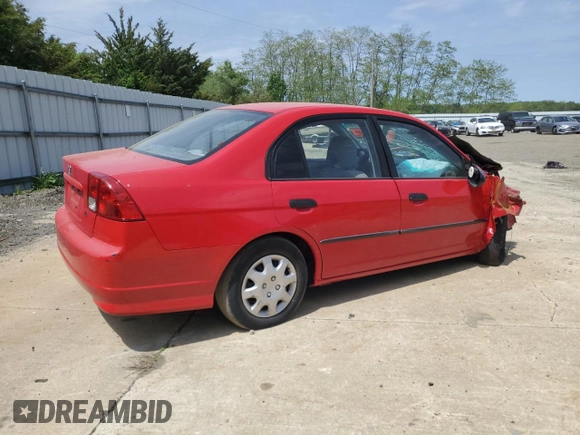 2005 Honda Civic VP z VIN 1HGES163X5L028984, wystawiony jako Copart lot #55120255 z przebiegiem Nie podano mil oraz Szkoda całkowita • Salvage title. Historia ofert i sprzedaży dostępna na DreamBid. Obrazek 3.