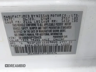 2023 Nissan Sentra S with VIN 3N1AB8BVXPY304476, listed as a IAAI auction lot 41048714 with 24,442 mi miles and . Bid and sale history available at DreamBid. Image 9.