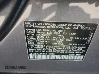 2022 Volkswagen Atlas SE z VIN 1V2JR2CA5NC518233, wystawiony jako Copart lot #50348755 z przebiegiem 26 853 mil mil oraz Szkoda całkowita • Salvage title. Historia ofert i sprzedaży dostępna na DreamBid. Obrazek 16.