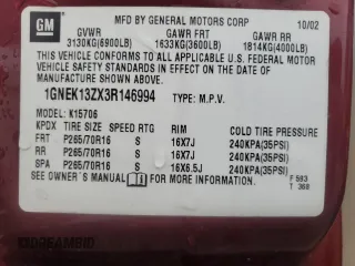 2003 Chevrolet Tahoe LT with VIN 1GNEK13ZX3R146994, listed as a Copart auction lot 73343044 with 179,732 mi miles and Salvage Title. Bid and sale history available at carsss.com. Image 14.