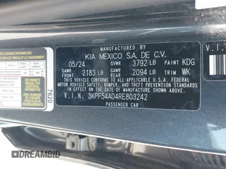2024 Kia Forte GT-Line with VIN 3KPF54AD4RE803242, listed as a IAAI auction lot 41826518 with 5,099 mi miles. Bid and sale history available at carsss.com. Image 9.