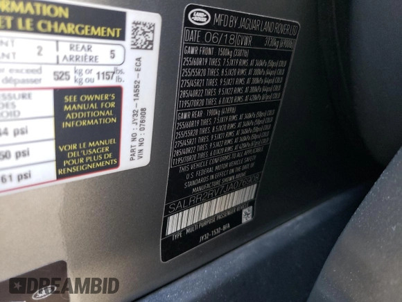 2018 Land Rover Discovery HSE with VIN SALRR2RV7JA076908, listed as a Copart auction lot 41356684 with 93,081 mi miles. Bid and sale history available at carsss.com. Image 13.