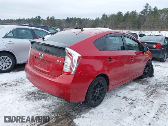 2012 Toyota Prius One with VIN JTDKN3DU3C5439290, listed as a IAAI auction lot 41560014 with 266,761 mi miles. Bid and sale history available at carsss.com. Image 4.