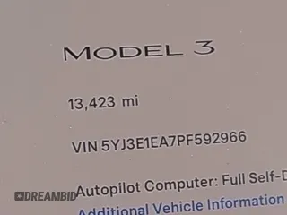 2023 Tesla Model 3 with VIN 5YJ3E1EA7PF592966, listed as a IAAI auction lot 41879794 with 13,423 mi miles and . Bid and sale history available at carsss.com. Image 16.