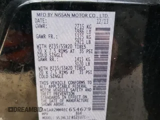 2014 Nissan Pathfinder S with VIN 5N1AR2MM4EC654679, listed as a Copart auction lot 45000635 with 134,569 mi miles and Salvage title. Bid and sale history available at DreamBid. Image 13.