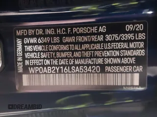 2020 Porsche Taycan 4S z VIN WP0AB2Y16LSA53420, wystawiony jako IAAI lot #41455821 z przebiegiem 25 296 mil mil oraz . Historia ofert i sprzedaży dostępna na DreamBid. Obrazek 9.