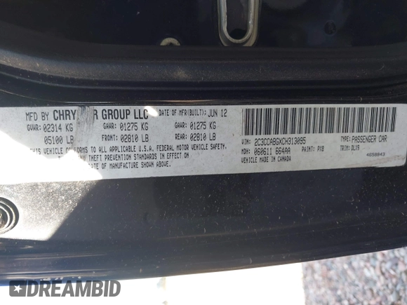2012 Chrysler 300 S with VIN 2C3CCABGXCH313095, listed as a IAAI auction lot 41789401 with 186,302 mi miles and . Bid and sale history available at carsss.com. Image 9.