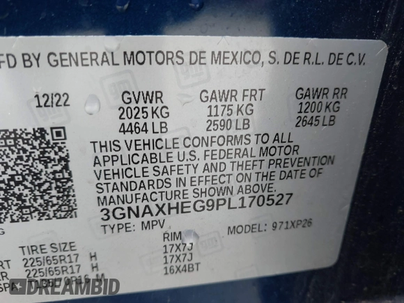 2023 Chevrolet Equinox LS with VIN 3GNAXHEG9PL170527, listed as a IAAI auction lot 42518147 with 35,716 mi miles and . Bid and sale history available at DreamBid. Image 9.