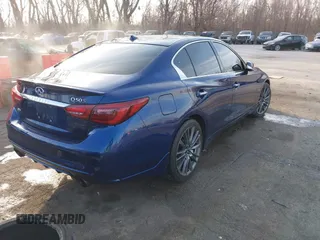 2020 Infiniti Q50 Red Sport 400 with VIN JN1FV7AR8LM660255, listed as a IAAI auction lot 41692654 with 64,773 mi miles and . Bid and sale history available at carsss.com. Image 4.