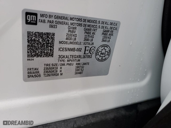 2024 GMC Terrain SLE with VIN 3GKALTEGXRL167053, listed as a Copart auction lot 88142795 with 3,917 mi miles and Non Repairable. Bid and sale history available at carsss.com. Image 12.