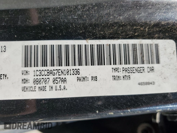 2014 Chrysler 200 LX with VIN 1C3CCBAG7EN101336, listed as a Copart auction lot 49873065 with 159,348 mi miles and Salvage Title. Bid and sale history available at carsss.com. Image 13.