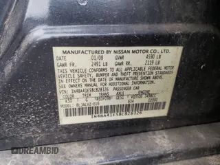 2008 Nissan Maxima 3.5 SE with VIN 1N4BA41E58C828326, listed as a Copart auction lot 65215243 with 0 mi miles and Salvage Title. Bid and sale history available at carsss.com. Image 10.