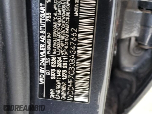 2011 Mercedes-Benz E 550 Luxury with VIN WDDHF7CB0BA347662, listed as a Copart auction lot 49585315 with 170,155 mi miles and Salvage Title. Bid and sale history available at DreamBid. Image 14.